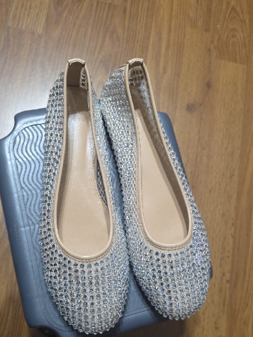 Women's Champagne Crystal-Embellished Ballet Flats - Picture 5 of 5